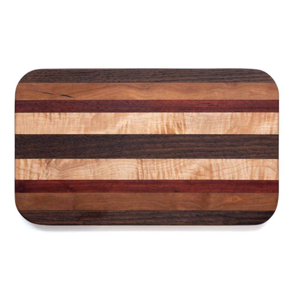 Mixed-Woods-Handcrafted Multi-Wood Charcuterie Board top down view by Unicity Woodworking